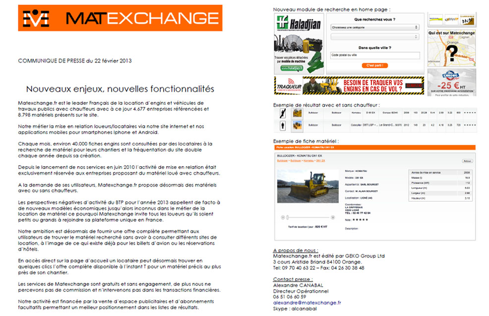 Matexchange Communique de presse