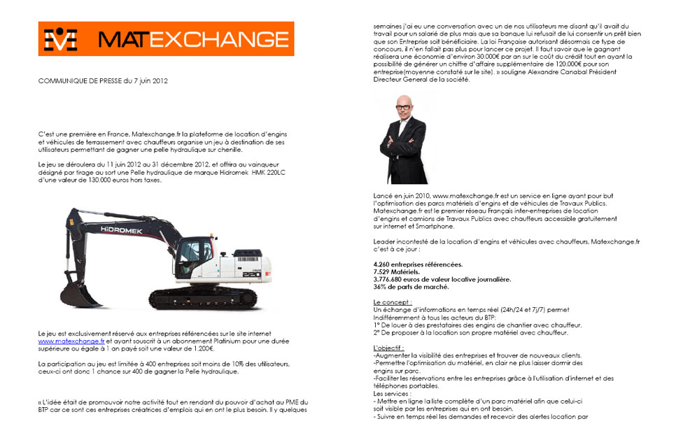 Matexchange Communique de presse